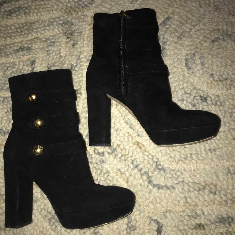 MICHAEL KORS. High heel short black BOOTS suede leather